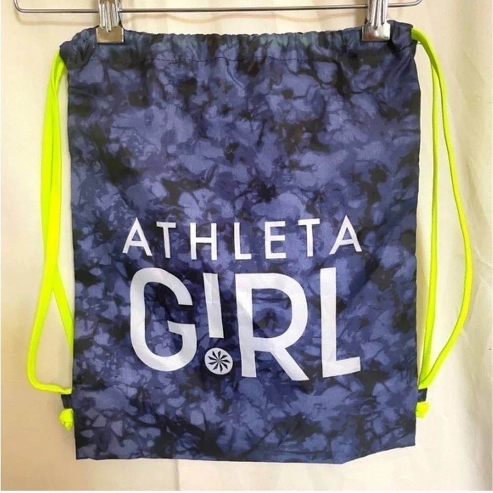 ATHLETA Girl Blue Tie Dye Cinch Sack Workout Backpack